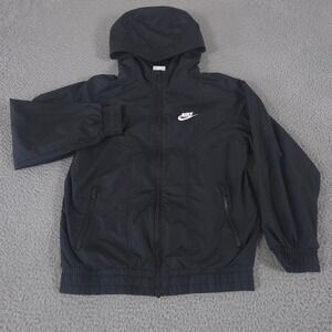 Nike Jacket Boys Large Black Sportswear Windrunner Full-Zip Lightweight Hooded